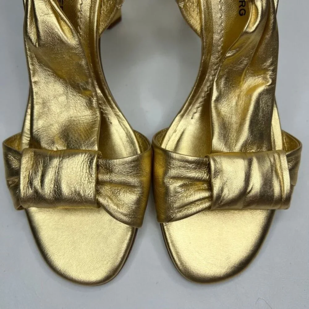 DIANE von FURSTENBERG Made in Italy 🇮🇹 Gold Designer Metallic Heels Size 7M‎